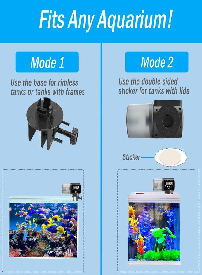 AquaMiracle Programmable Automatic Fish Feeder for Aquarium, Auto Fish Food Dispenser with Timer, Volume Adjustable Vacation Aquarium Feeder with Digital Display, for Granules Pallets Strips - Image 3